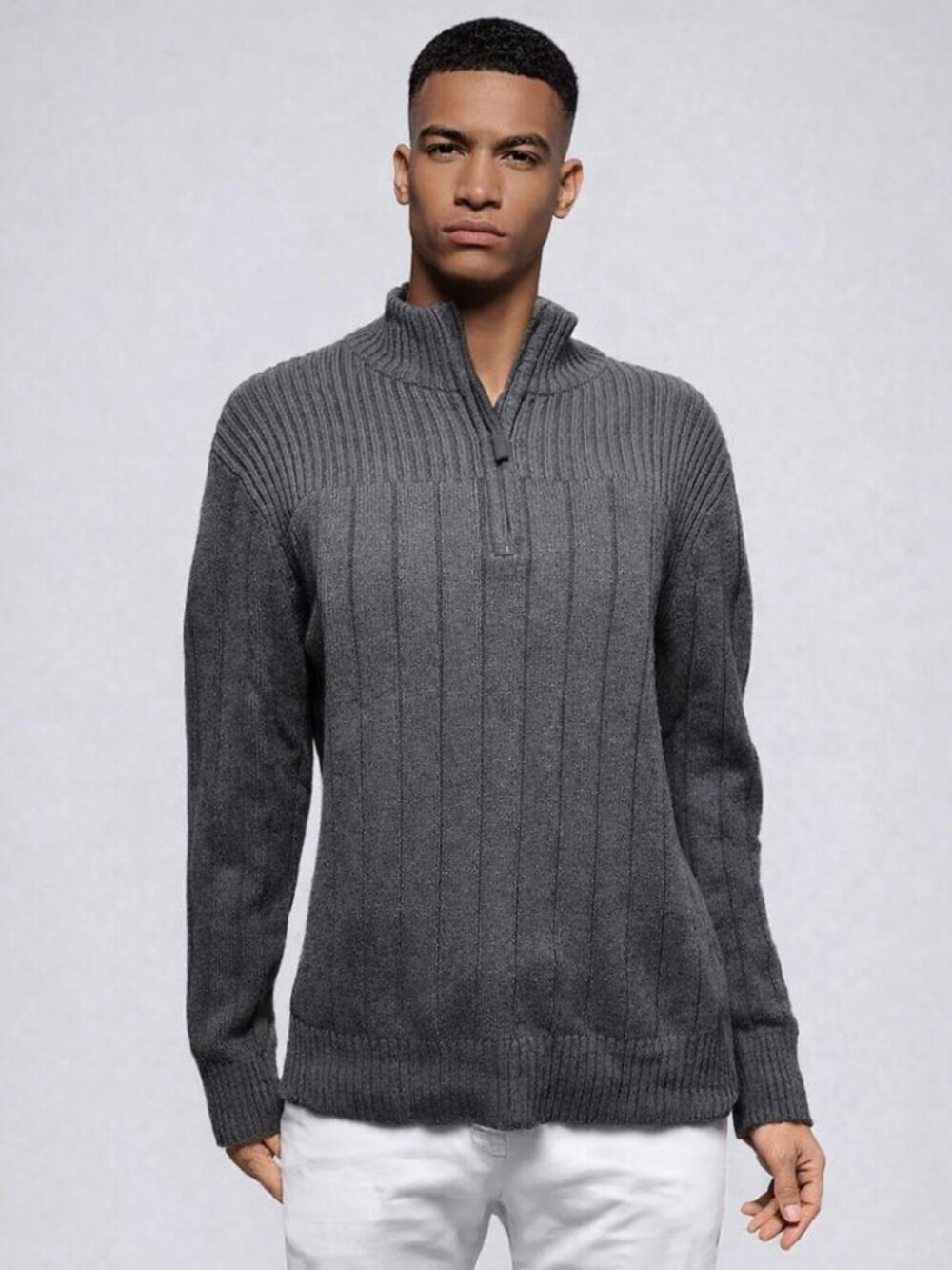 Charcoal Gray Quarter Zip Pullover Covington Sweater | Casual Sweater | MEDIUM